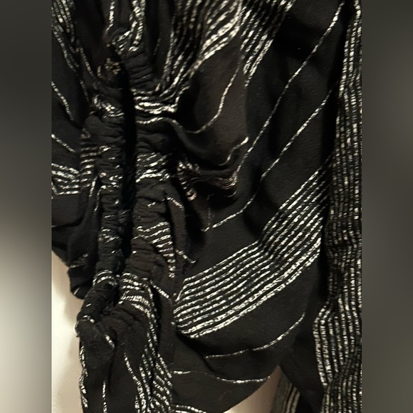 Blu Pepper boho blouse black white peasant sleeve women’s M striped top NWT - Picture 8 of 16